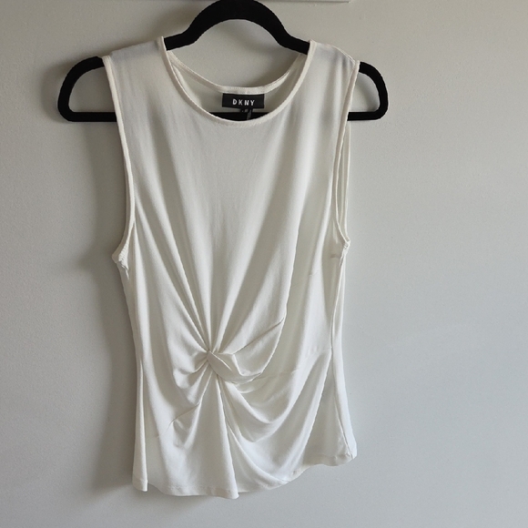 Dkny Tops - DKNY White Ruched Tank Top